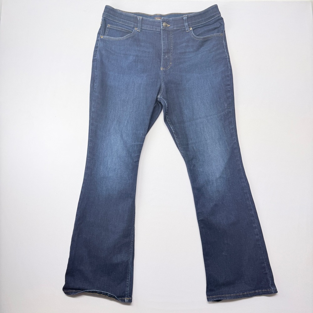 Lee Womens Bootcut Jeans Dark Wash Smarter Fit Blue Denim Size 18 Medium